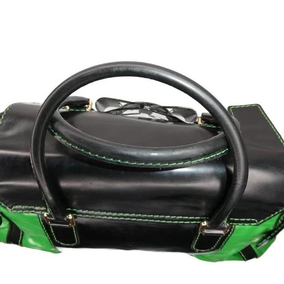 AUTHENTIC Gucci Green and Black Leather Satchel Handbag - Picture 3 of 10